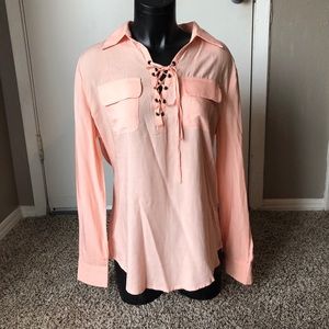 Peach Chiffon Tie Up Blouse